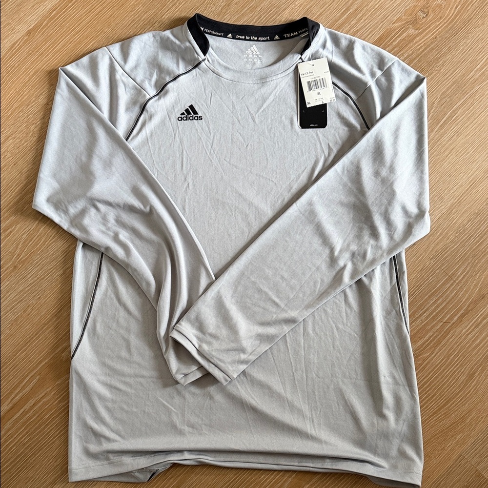 Adidas Men's Light Gray Long Sleeve Tee